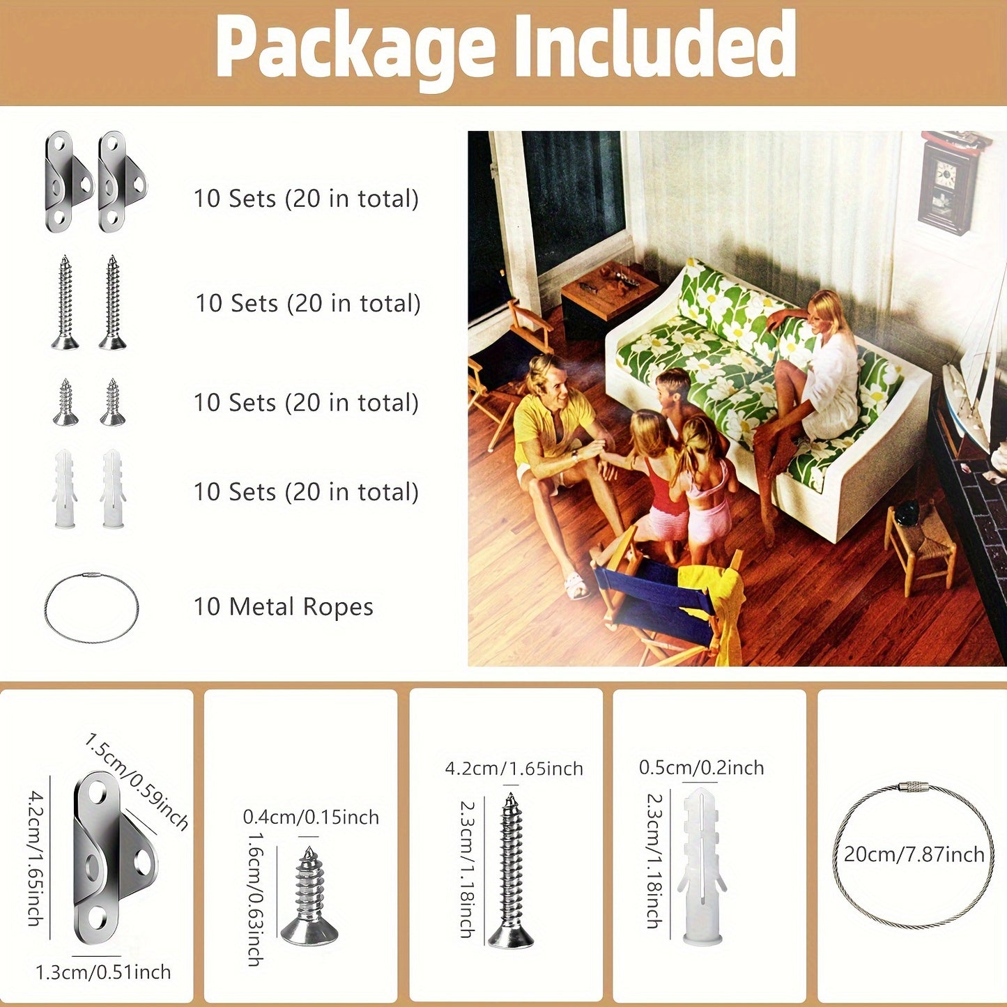 10pcs of 20pcs Furniture Anchors Anti Tip Furniture Straps for Baby Proofing, 181.44KG Tension Earthquake Resistant Metal Straps, Furniture Wall Anchor Prevent Baby Pet from Falling Furniture