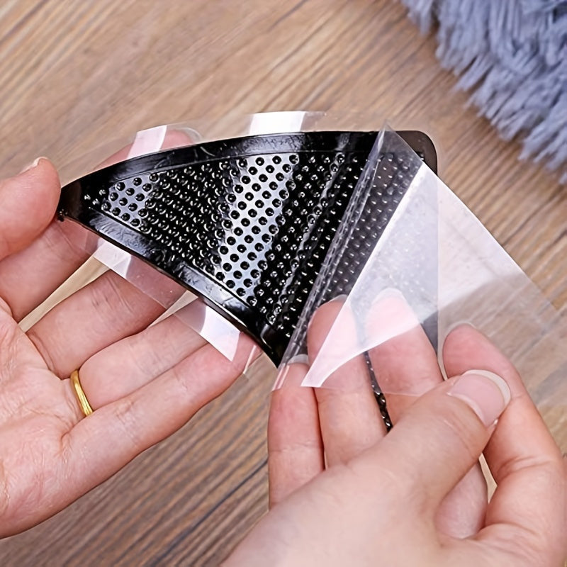8pcs Reusable Silicone Rug Grippers - Anti-Slip, Washable Carpet Stickers With Double-Sided Adhesive For Secure Corners, Perfect For Home Decor & Camping