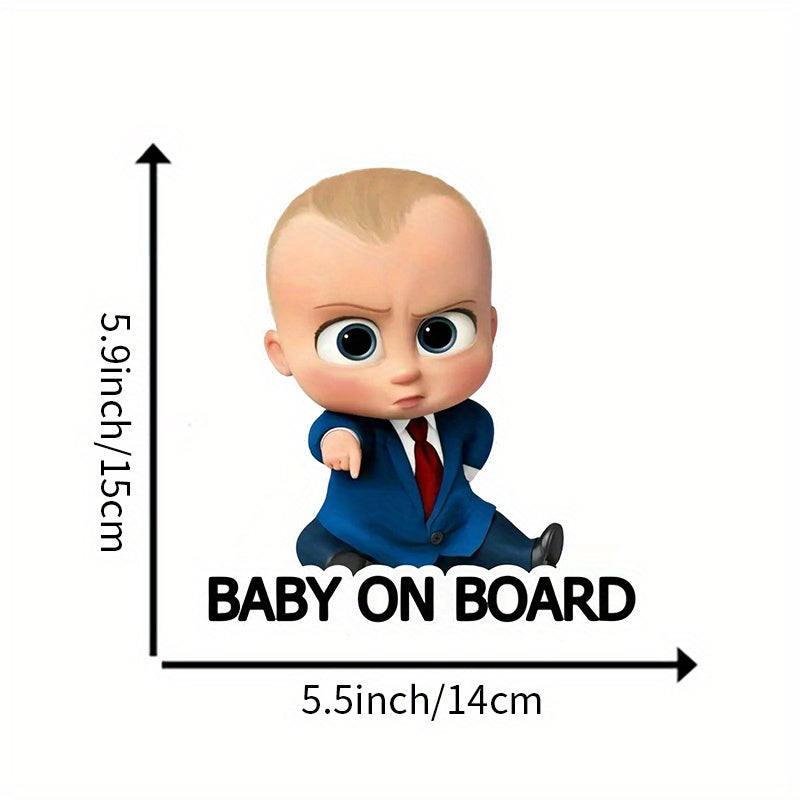 Baby On Board" Vinyl Car Stickers - Waterproof, Durable for Cars, Trucks, Laptops & More - Cartoon-Themed Window, Bumper, and Fuel Tank Decals