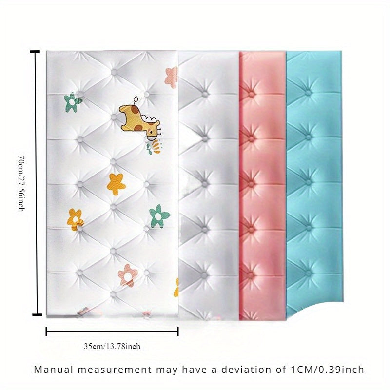 9pcs Boho Chic Self-Adhesive 3D Wall Stickers - Soft, Anti-Collision Foam Wallpaper for Home Decor