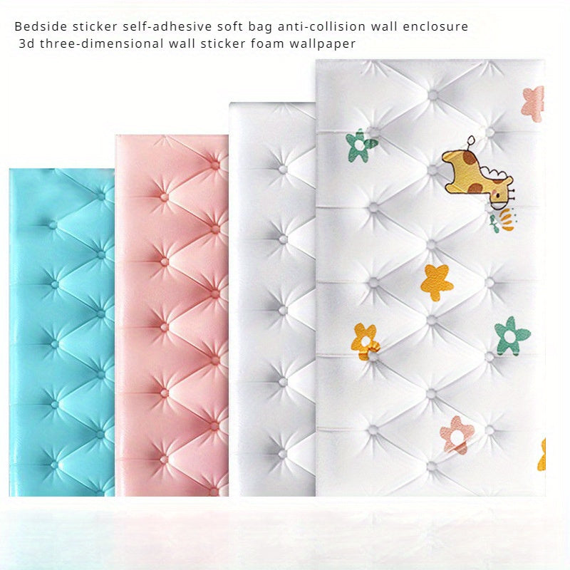 9pcs Boho Chic Self-Adhesive 3D Wall Stickers - Soft, Anti-Collision Foam Wallpaper for Home Decor
