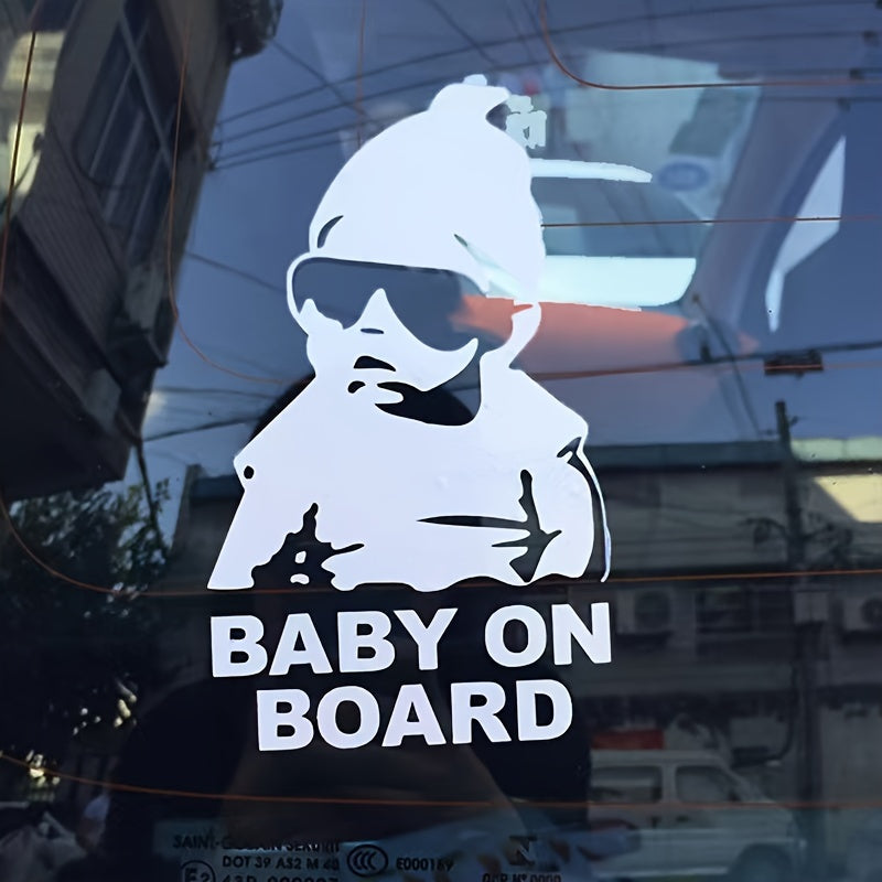 Reflective 'Baby on Board' Car Decal - Cartoon Vinyl Sticker for Child Safety, Easy Apply Exterior Accessory