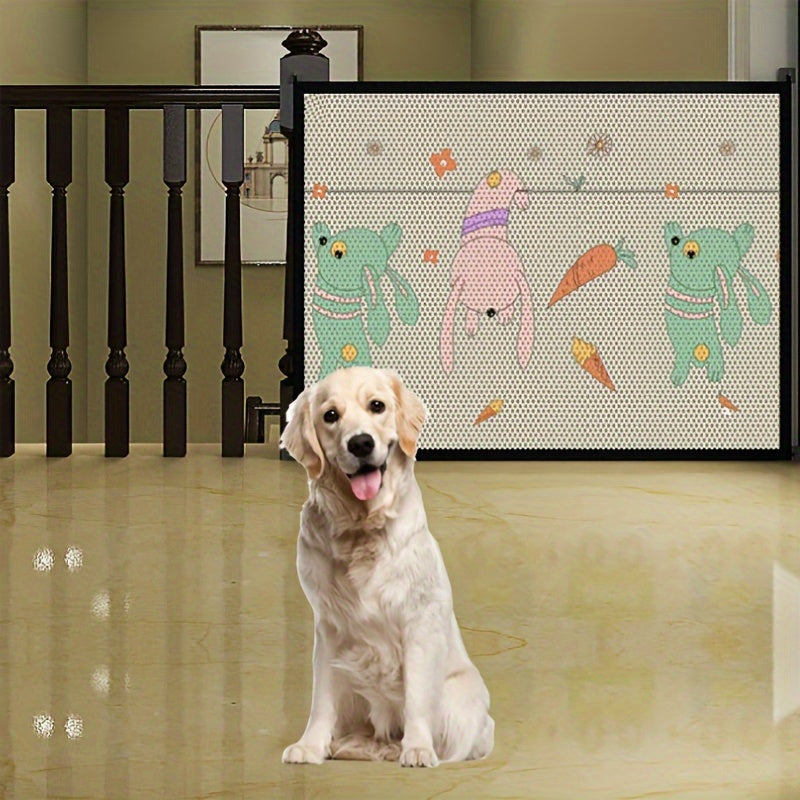 1pc Punch-free Pet Isolation Guard Door Fence, Pet Fence Door Stair Protection Net Portable Folding Dog Safety Net