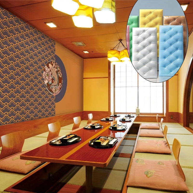 6pcs 3D Foam Anti-Collision Wall Sticker, Tatami Bedside Soft Bag Back Cushion Self-Adhesive Wall Panels, Bedroom Wall Decoration, Bedside Wall Aisle Sticker, Anti Body Head Bump Wall
