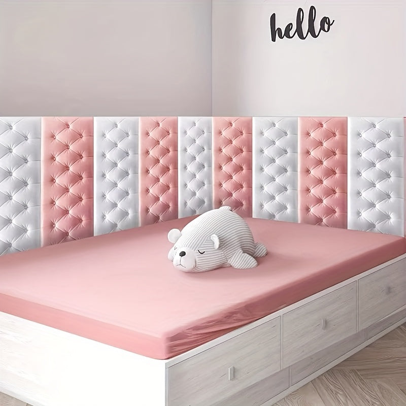 6pcs 3D Foam Anti-Collision Wall Sticker, Tatami Bedside Soft Bag Back Cushion Self-Adhesive Wall Panels, Bedroom Wall Decoration, Bedside Wall Aisle Sticker, Anti Body Head Bump Wall