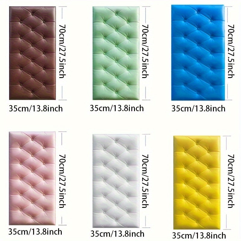 6pcs 3D Foam Anti-Collision Wall Sticker, Tatami Bedside Soft Bag Back Cushion Self-Adhesive Wall Panels, Bedroom Wall Decoration, Bedside Wall Aisle Sticker, Anti Body Head Bump Wall