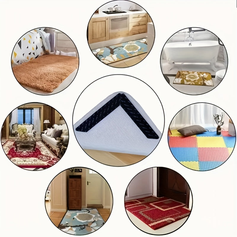8pcs Washable Anti-Slip Carpet Mats for Hardwood Floors - Durable PET Material, Perfect for Home Decor