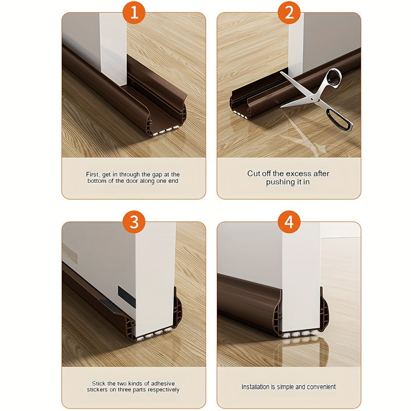 Plastic Door Draft Stopper – Under Door Seal Strip for Bedroom, Weather Stripping Door Sweep, Wind Dust Blocker, Soundproof Noise Reduction – Door Bottom Gap Seal Guard