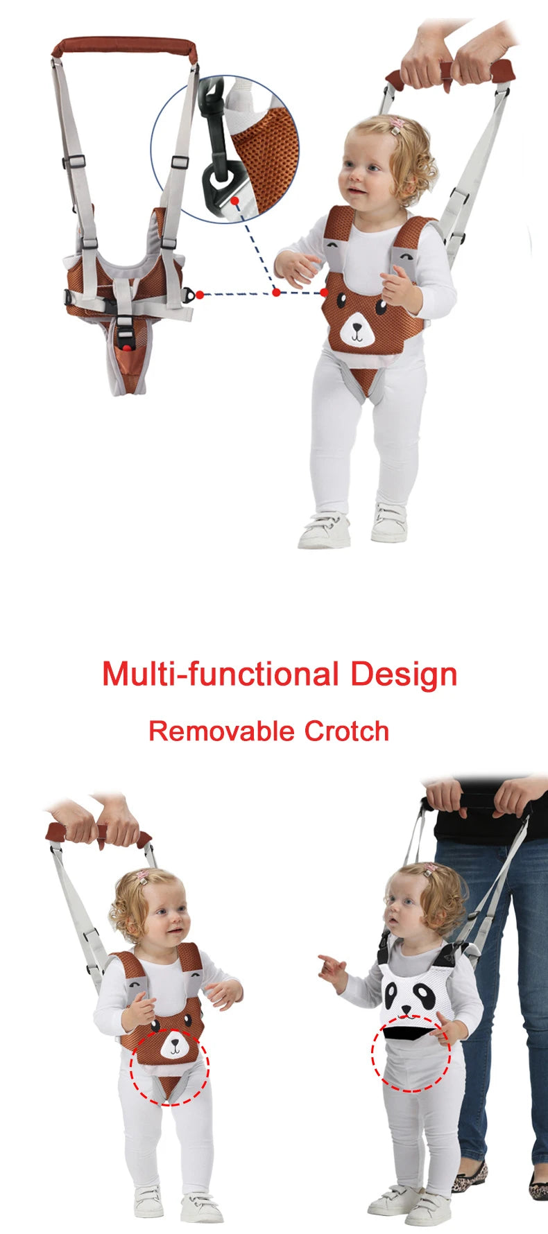 Animal Baby Walker Toddler Harness Assistant Backpack Children Kids Walking Learning Belt Netting Fabric Removable Crotch