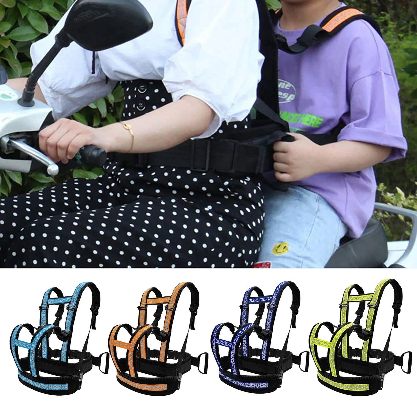 Children's Motorcycle Seat Belt Adjustable Non-slip Protection Motorcycle Strap Rear Seat Passenger Grip Grab Handle For Child