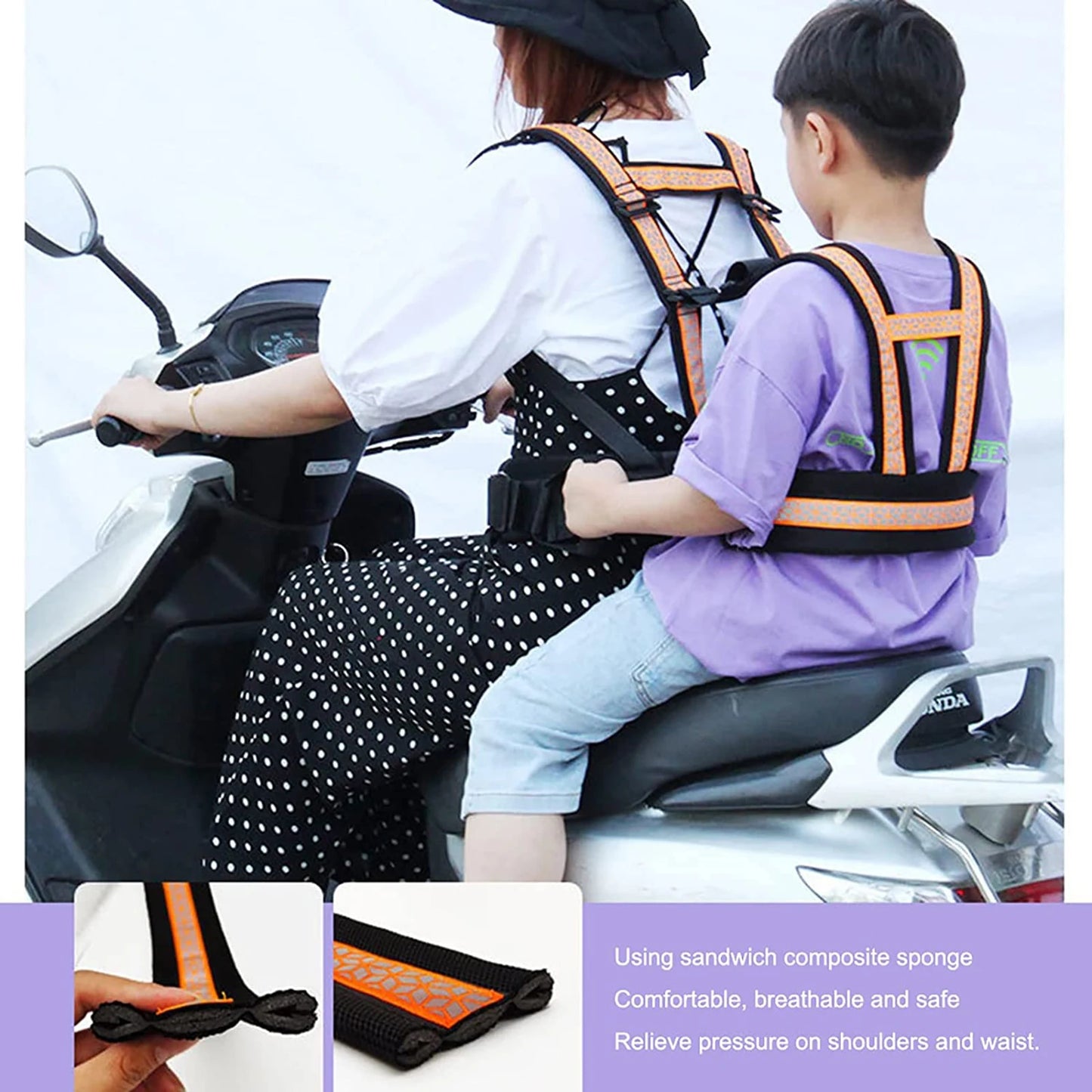 Children's Motorcycle Seat Belt Adjustable Non-slip Protection Motorcycle Strap Rear Seat Passenger Grip Grab Handle For Child