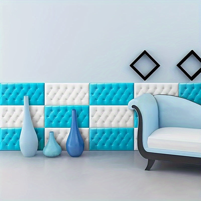 6pcs 3D Foam Anti-Collision Wall Sticker, Tatami Bedside Soft Bag Back Cushion Self-Adhesive Wall Panels, Bedroom Wall Decoration, Bedside Wall Aisle Sticker, Anti Body Head Bump Wall