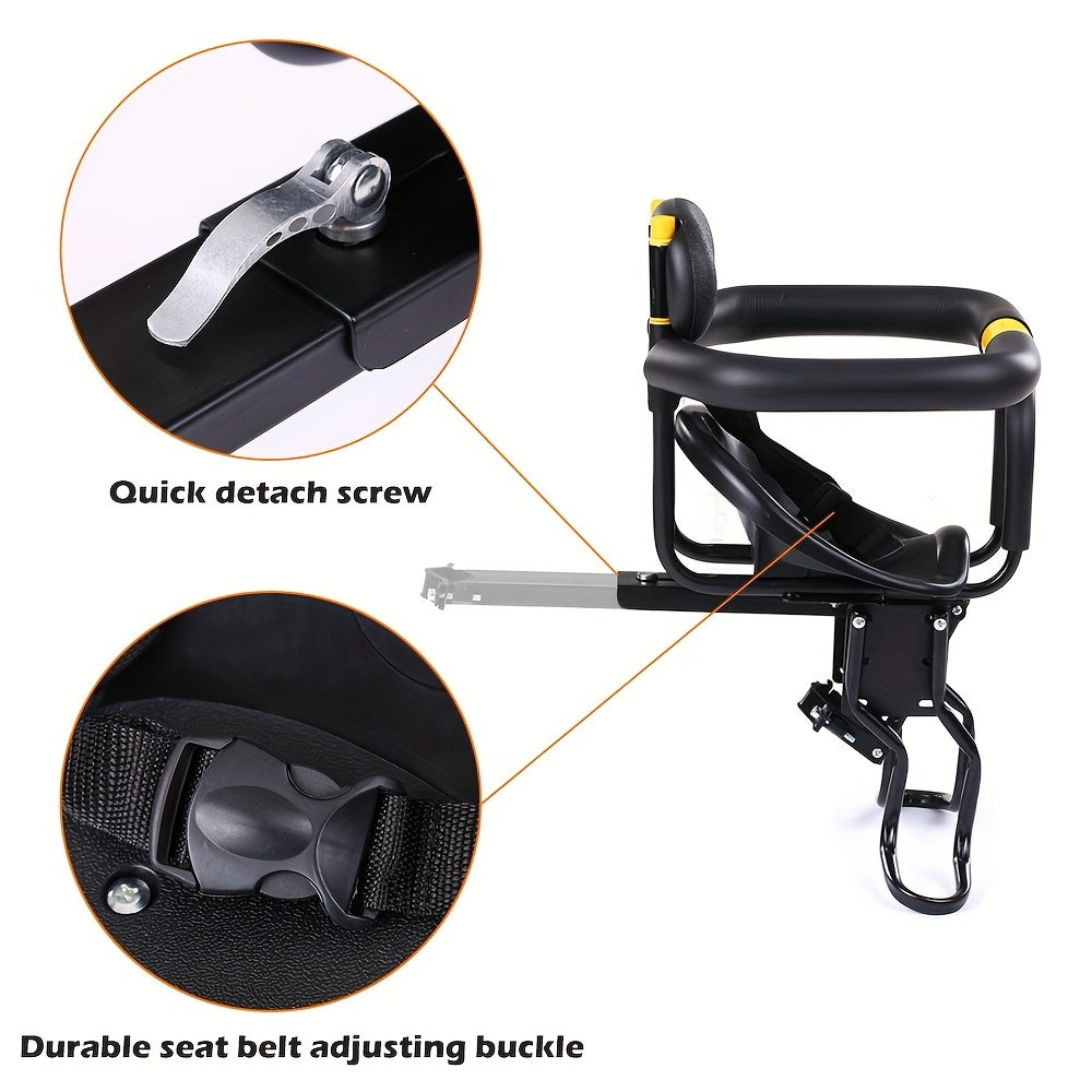 TOMSHOO Safety Bicycle Seat Bike Front Seat Saddle With Foot Pedals Support Back Rest For MTB Road Bike