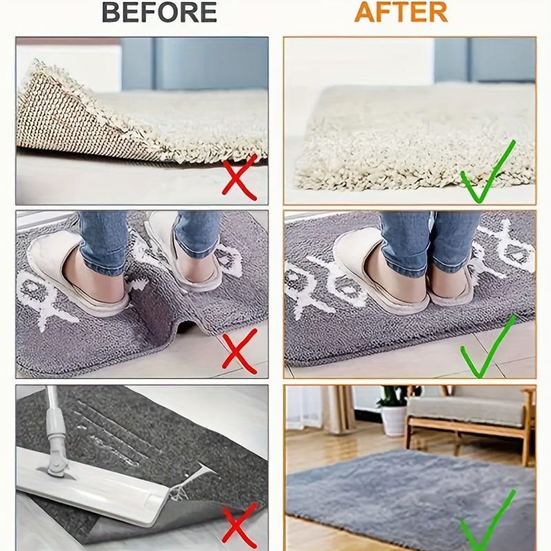 8pcs Washable Anti-Slip Carpet Mats for Hardwood Floors - Durable PET Material, Perfect for Home Decor
