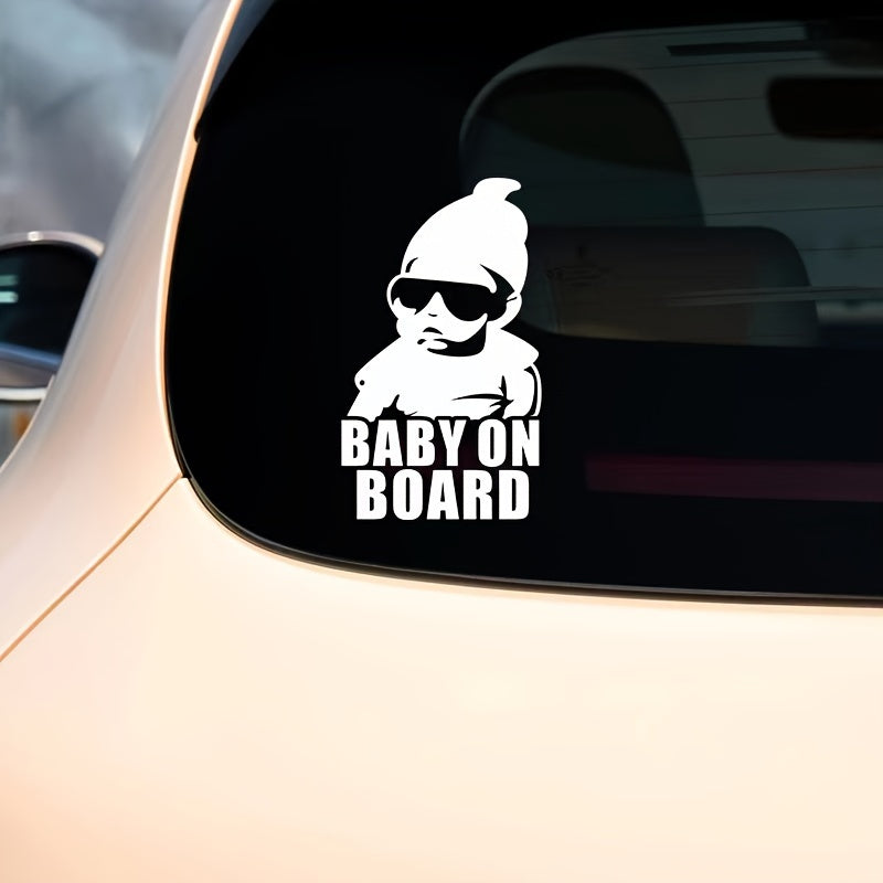 Reflective 'Baby on Board' Car Decal - Cartoon Vinyl Sticker for Child Safety, Easy Apply Exterior Accessory