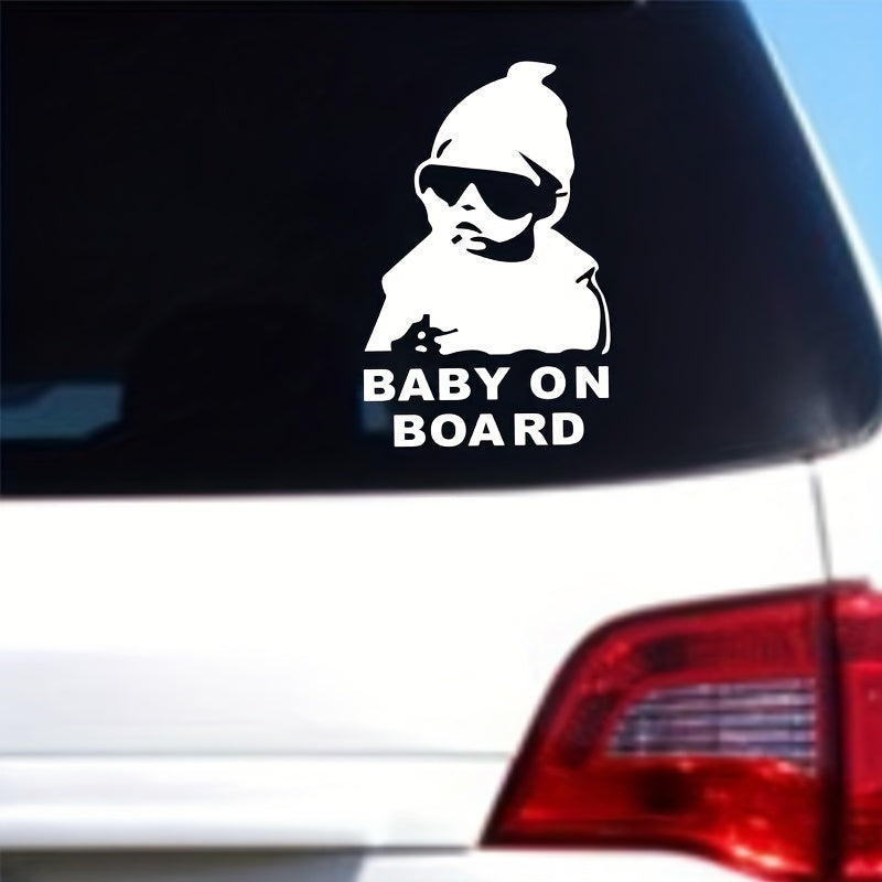 Reflective 'Baby on Board' Car Decal - Cartoon Vinyl Sticker for Child Safety, Easy Apply Exterior Accessory