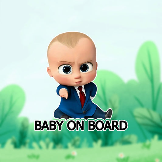 Baby On Board" Vinyl Car Stickers - Waterproof, Durable for Cars, Trucks, Laptops & More - Cartoon-Themed Window, Bumper, and Fuel Tank Decals