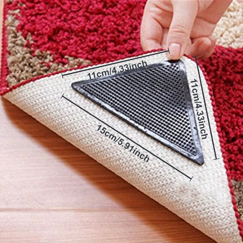 4 Pcs/8 Pcs Set Reusable Washable Rug Carpet Mat Grippers - Non Slip Silicone Grip for Home, Bath, Living Room - Suitable for Indoor Use, Entryways, And Rooms