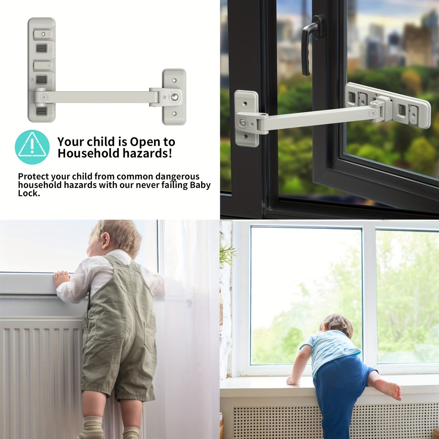 1pc Child Metal Protection Window Safety Lock, Child Anti-High Fall Falling Artifact, Baby Sliding Window Restraint, Baby Safety Window Lock, Window Safety Lock For Babies And Pets, Easy To Install Christmas, Halloween, Thank