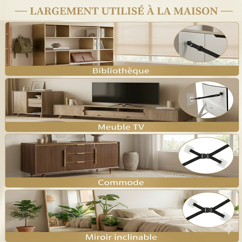 Sangles de sécurité réglable TV