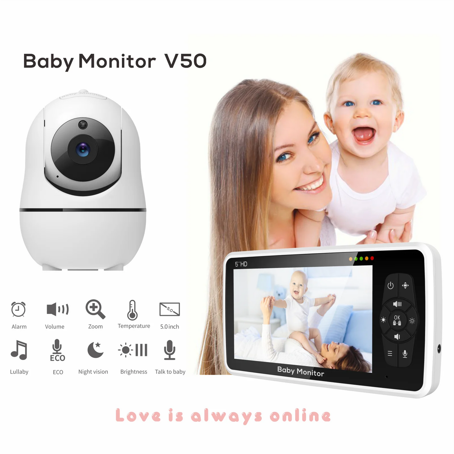 5 inch WireLess Rechargeable Baby Monitor Video