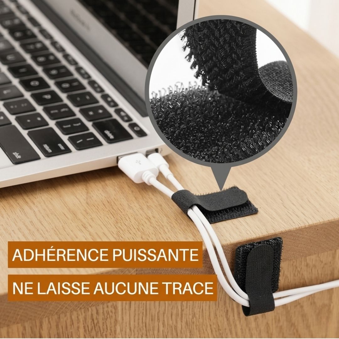 Attaches Câbles Réutilisables Auto-Adhésives