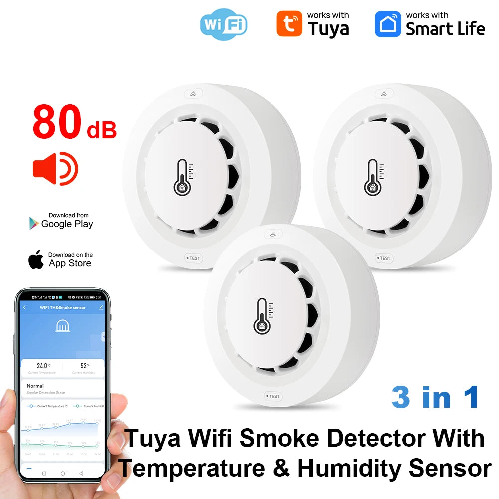 Smoke Detector Temperature Humidity Alarm