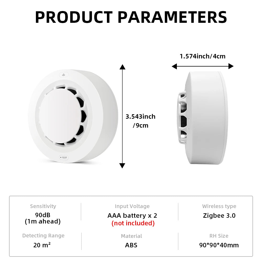ONENUO Tuya Zigbee Smoke Sensor Fire Alarm
