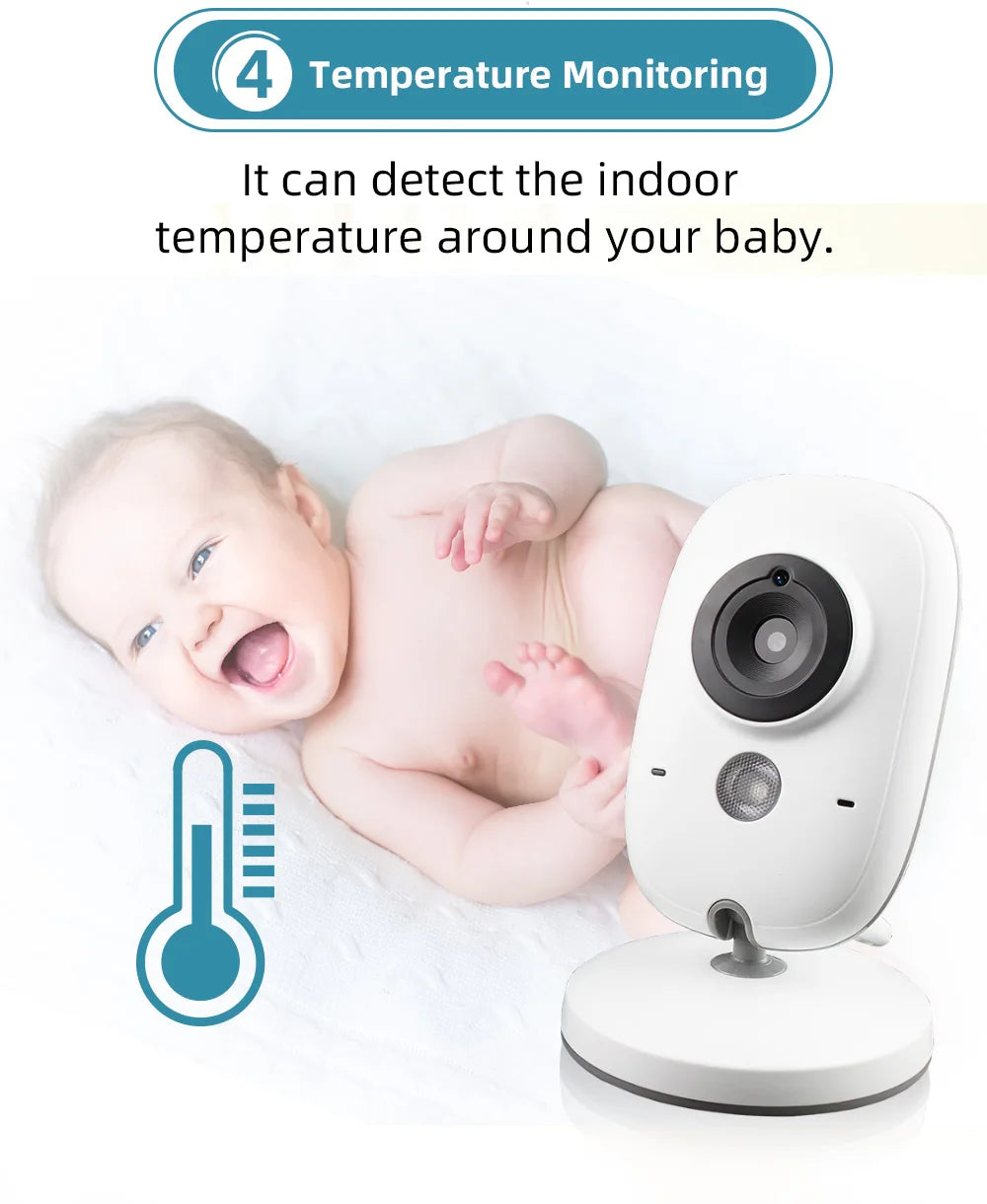 TakTark 3.2 Inch Wireless Video Baby Monitor Auto Night Vision Two-Way Intercom Temperature Monitoring Surveillance Camera Nanny