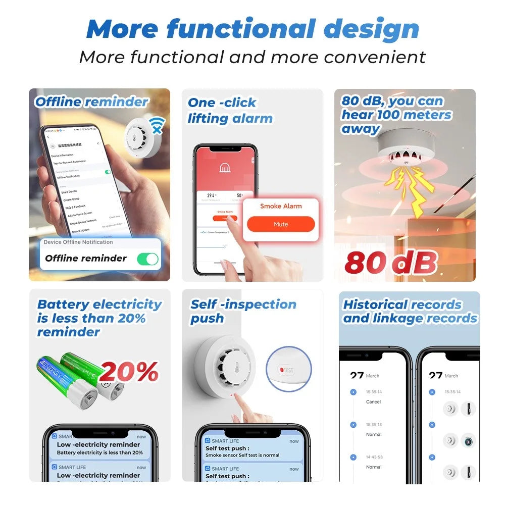 Smoke Detector Temperature Humidity Alarm