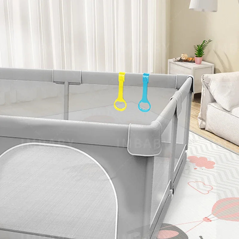 IMBABY Baby Playpens Light Gray Corralito for Baby Playground with Pull Ring Child Safety Barrier Fence Ball Box Game Playpen