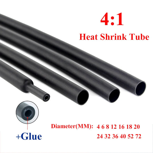 4mm-72mm 4:1 Heat Shrink Tube with Glue Tubing Adhesive Lined Dual Wall Heatshrink Shrinkable Shrink Wrap Wire Cable Sleeve kit
