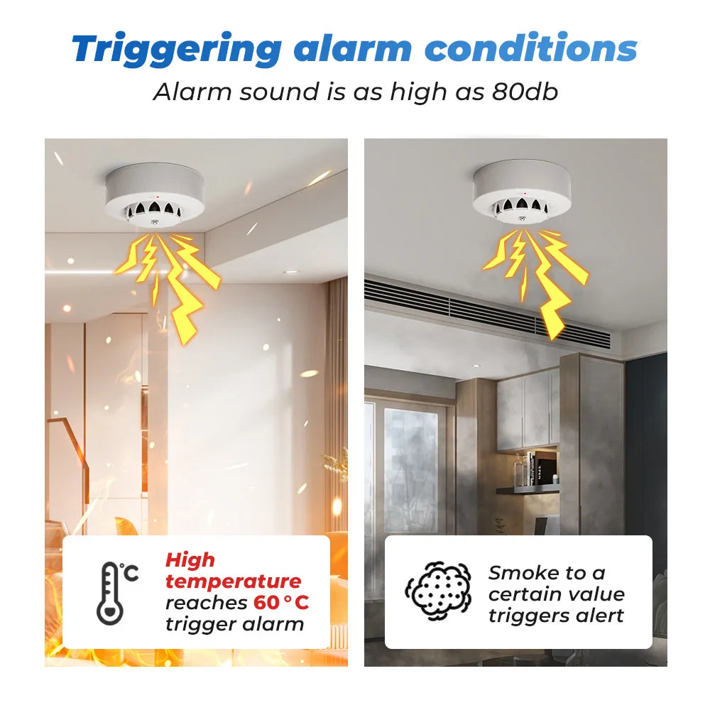 Smoke Detector Temperature Humidity Alarm