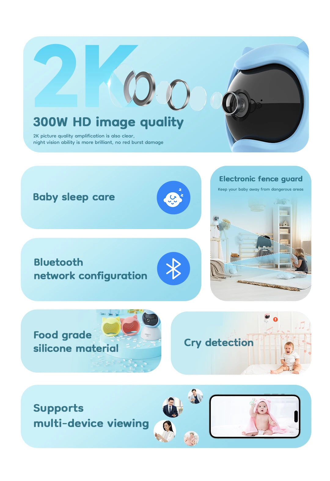 WireLess WiFi Xiaovv indoor Baby Monitor