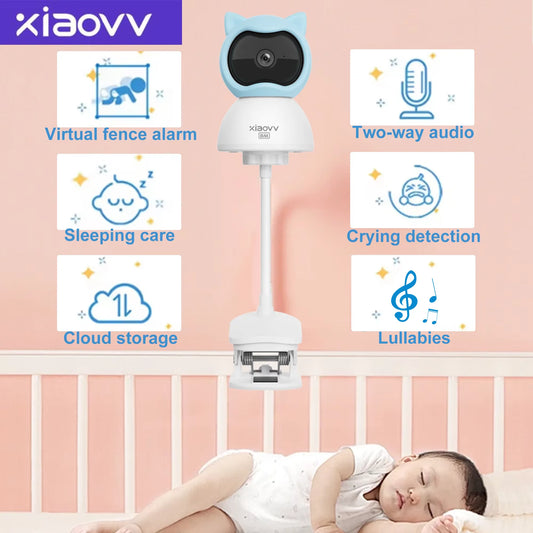 4MP WiFi xiaovv indoor Baby Monitor Two-Way Audio Motion Detection Night Vision Baby Camera for Home Security 360°