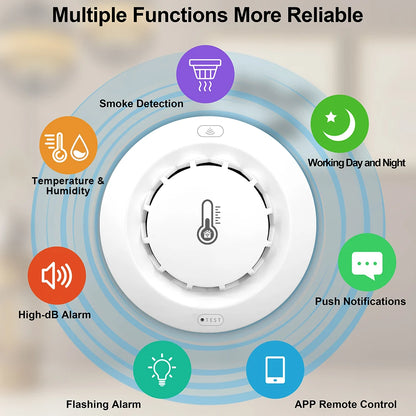 Smoke Detector Temperature Humidity Alarm