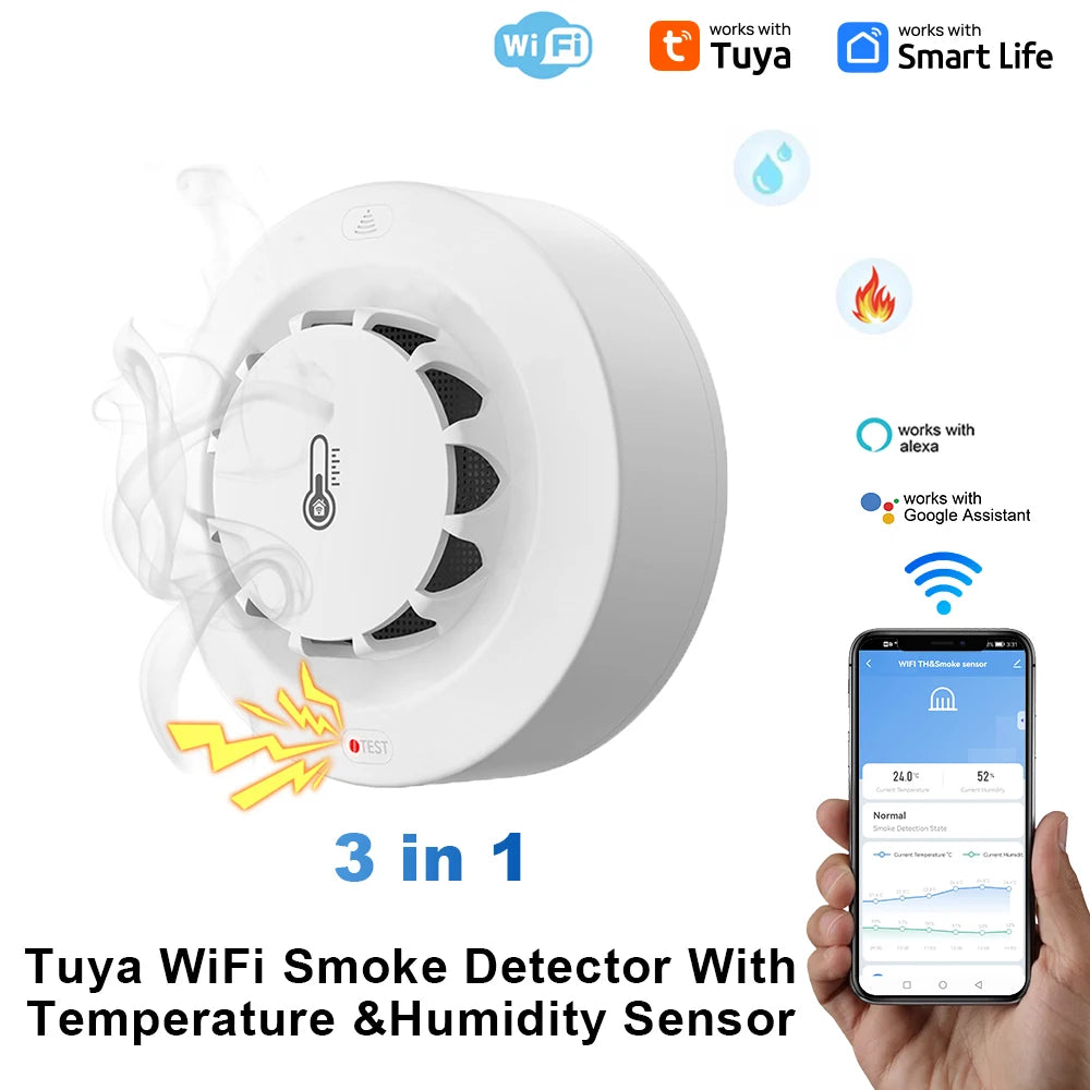 Smoke Detector Temperature Humidity Alarm