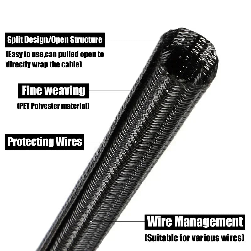 PET Braid Insulated Cable Sleeve 3mm ~ 50mm