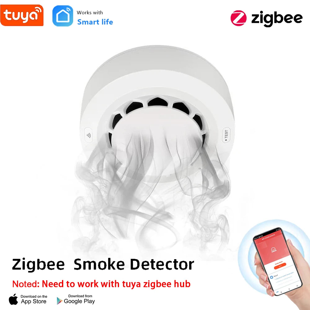 ONENUO Tuya Zigbee Smoke Sensor Fire Alarm