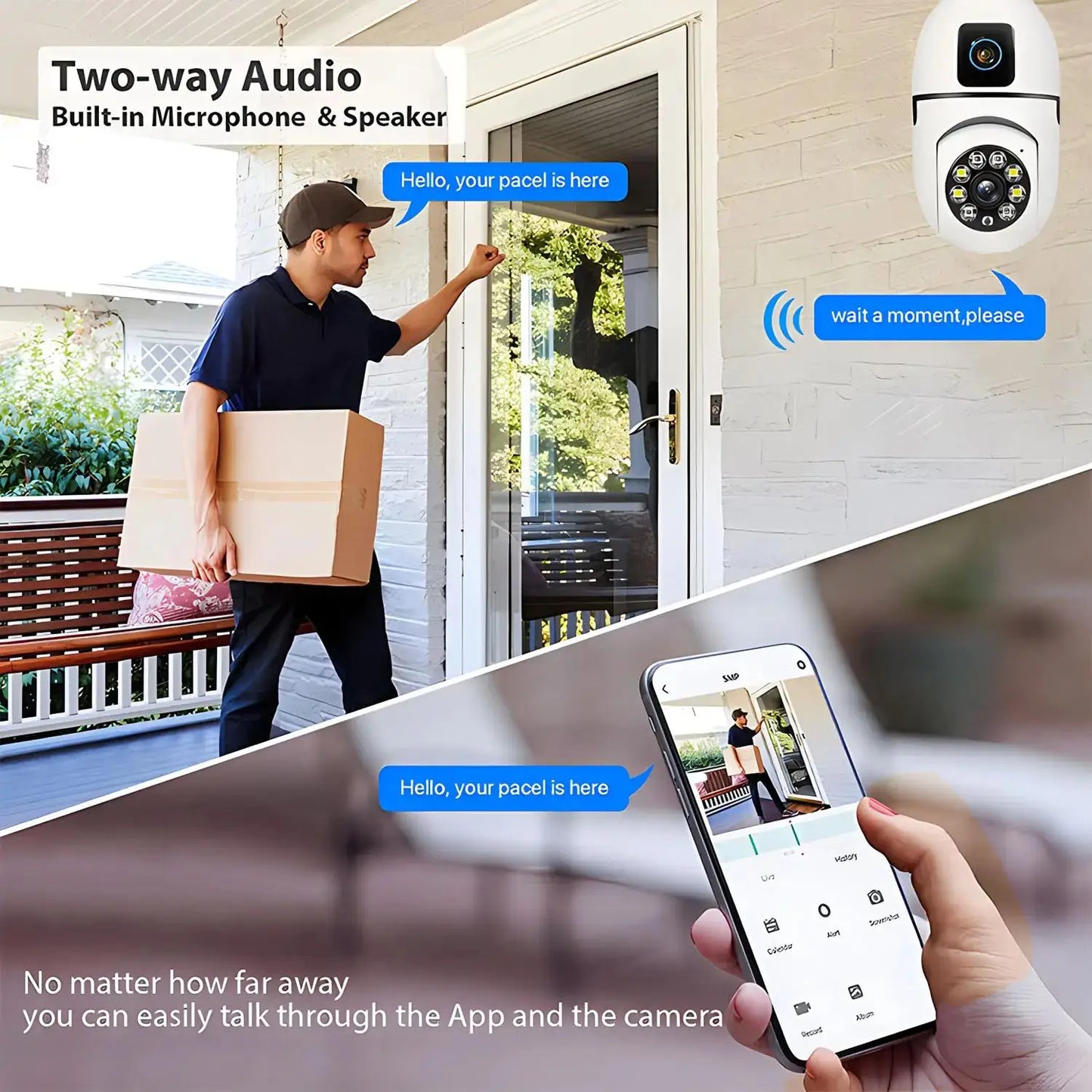 Dual Lens Bulb WIFI Security Camera