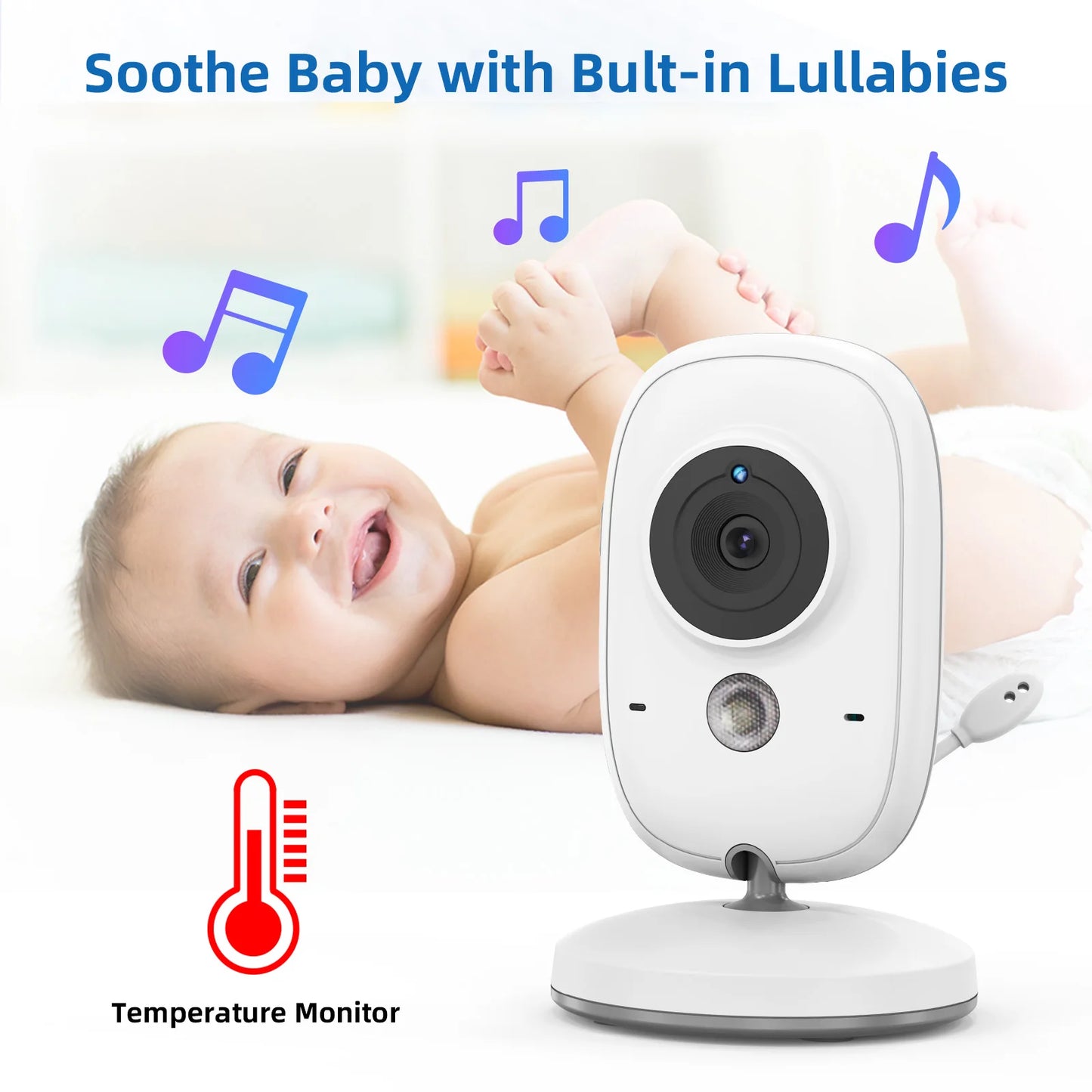 TakTark 3.2 Inch Wireless Video Baby Monitor Auto Night Vision Two-Way Intercom Temperature Monitoring Surveillance Camera Nanny