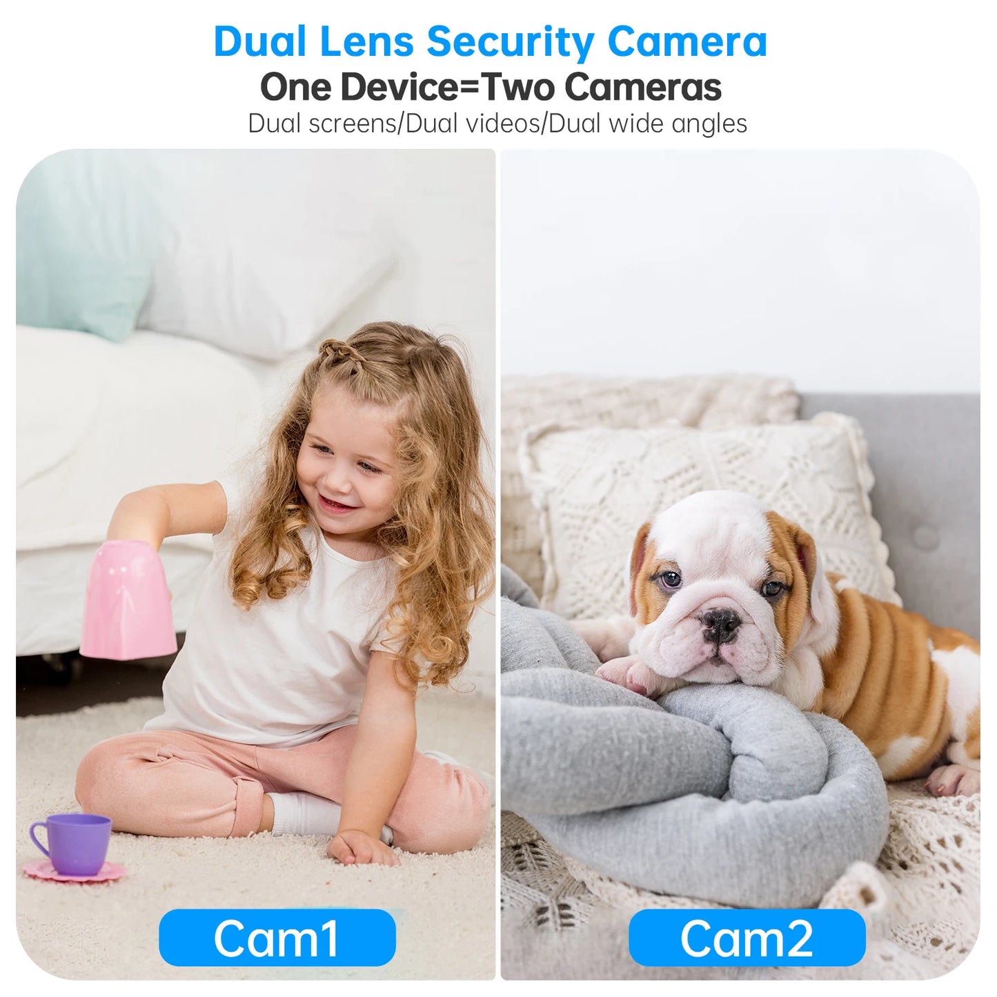 JOOAN 4K PTZ IP Camera 5G Wifi Surveillance Camera Dual Lens Dual Screen Home Auto Tracking CCTV Camera Security Baby Monitor