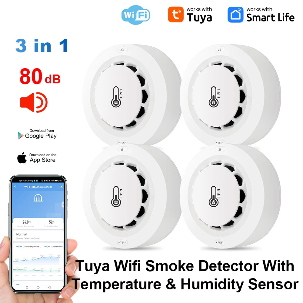 Smoke Detector Temperature Humidity Alarm