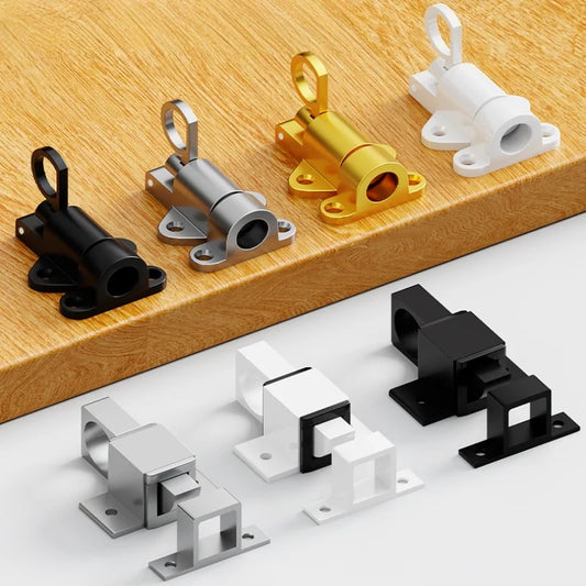 Automatic Aluminum Alloy Spring Latch,Self-Closing Barrel Bolt,Door & Window Slide Latch Lock Security Pull Ring Gate Latches