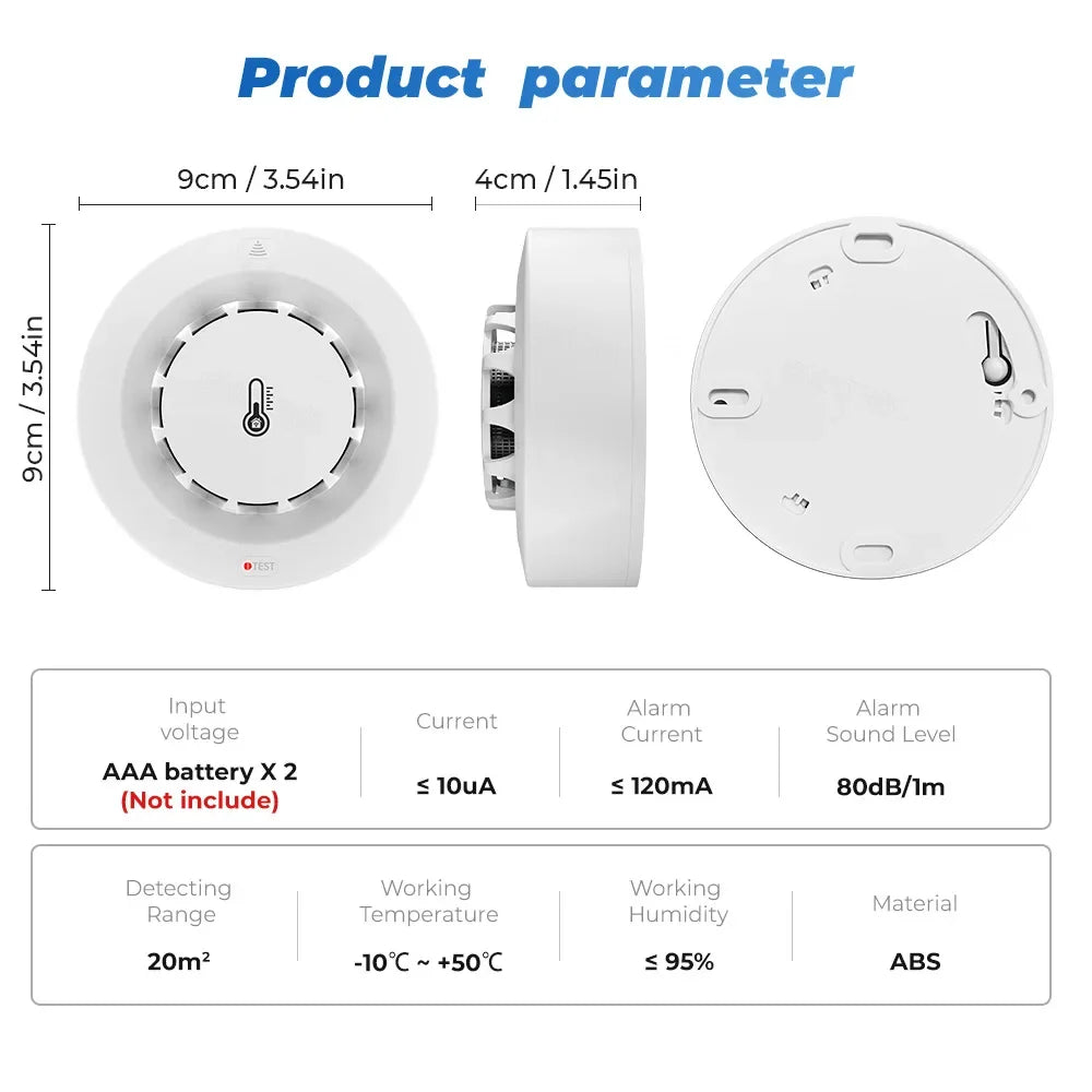 Smoke Detector Temperature Humidity Alarm