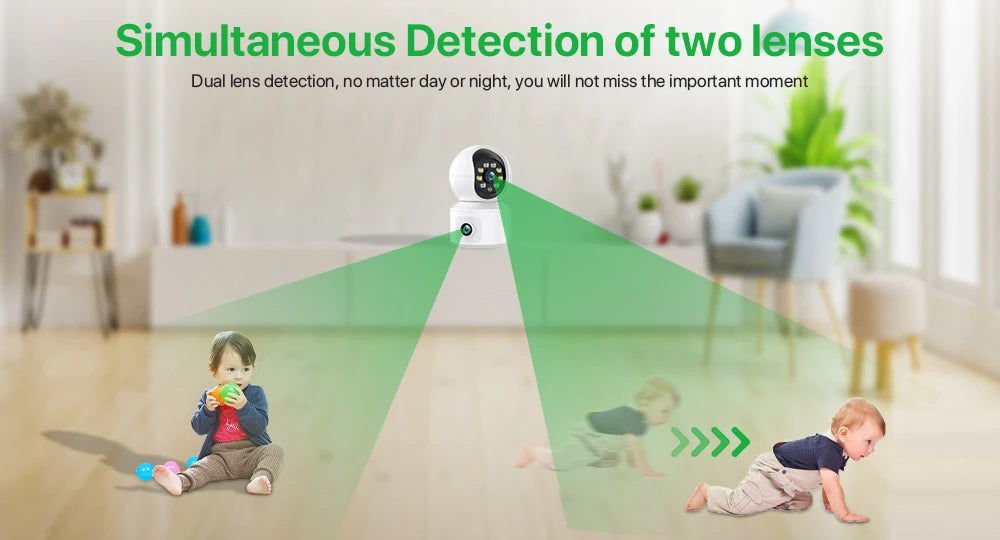 Tuya 8MP WiFi IP Camera Dual Lens Baby Monitor Color Night Vision Human Automatic Tracking Video Smart Home Surveillance Camera