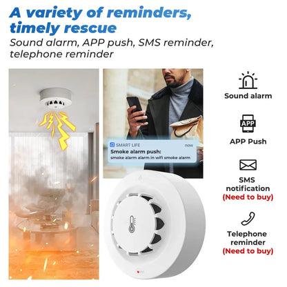 Smoke Detector Temperature Humidity Alarm