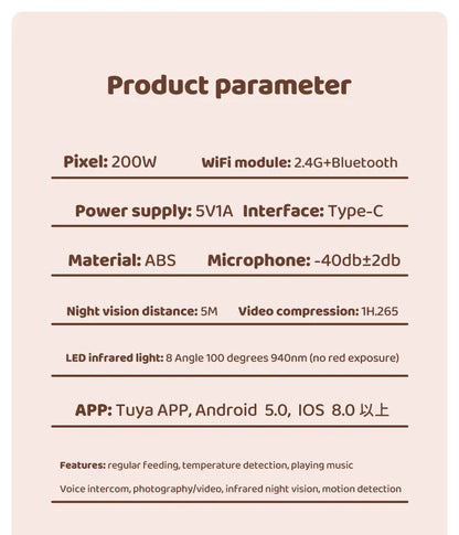 WireLess Baby Monitor Tuya APP Remote Control