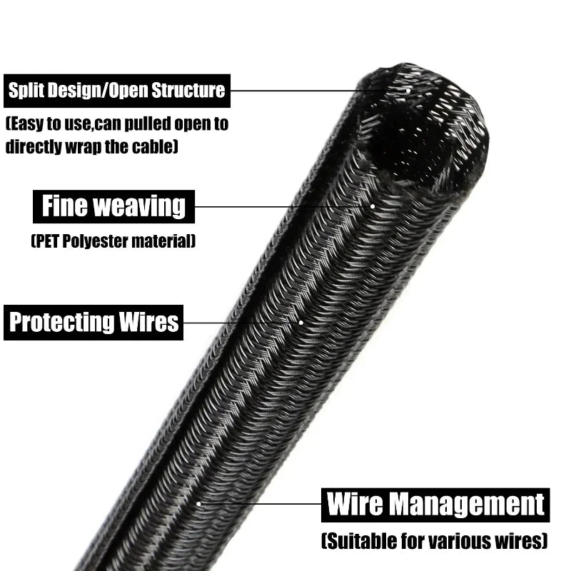 PET Braid Insulated Cable Sleeve 3mm ~ 50mm
