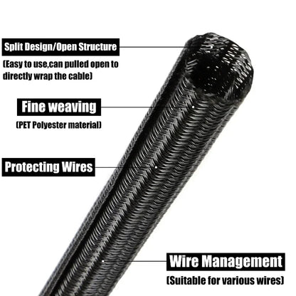 PET Braid Insulated Cable Sleeve 3mm ~ 50mm